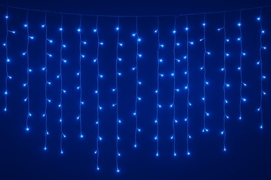 Blue Winter Cascade — The Magical Glow of 3.5M 96 LEDs Icicle Curtain Lights for Christmas & Celebrations