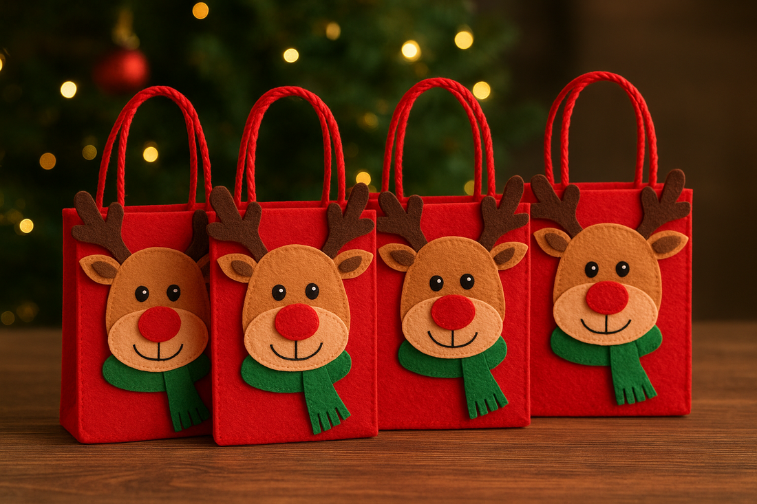 Festive Elk Christmas Pendant Gift Bags are a Delightful Christmas Gift for Kids’ Ornaments, Holiday Decorations, and Candy Giving