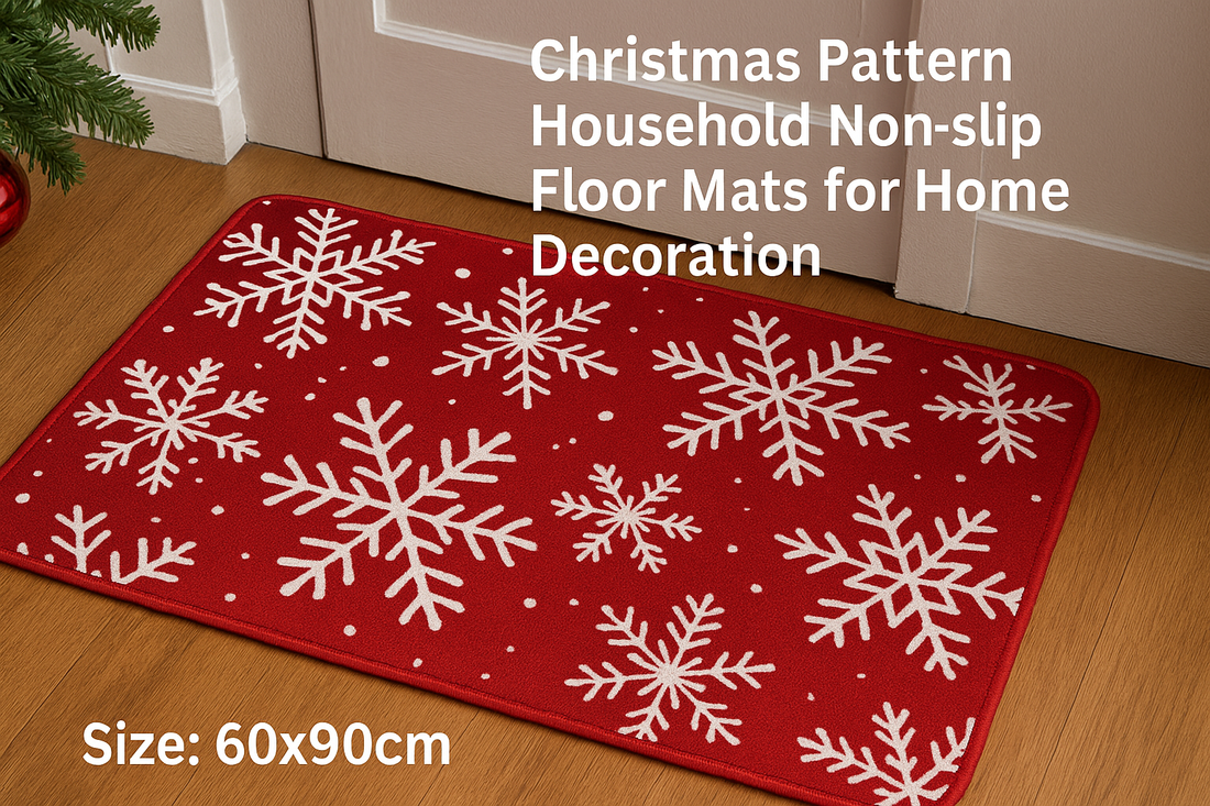 Christmas Pattern Household Non-slip Floor Mats for Home Decoration (Snowflake) – Festive Comfort in Every Step