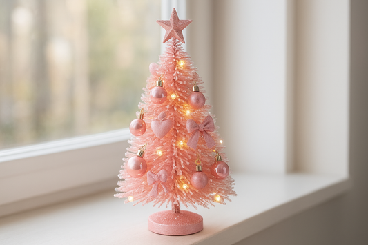 Mini Christmas Tree Decoration Window Desktop Christmas Decoration (Pink): A Petite Symbol of Festive Elegance