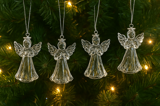 4PCS/Bag Christmas Decorations Transparent Angel Pendant Christmas Tree Ornaments: A Celestial Touch of Grace and Holiday Beauty