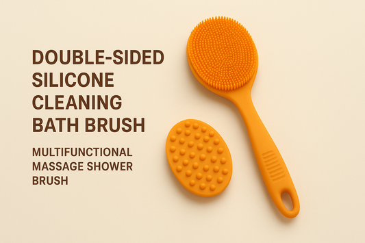 Double-Sided Silicone Cleaning Bath Brush Multifunctional Massage Shower Brush (Orange)