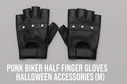 Punk Biker Half Finger Gloves Halloween Accessories (M)
