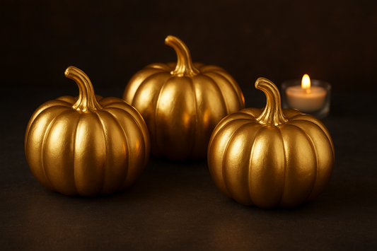 Golden Glamour: 3PCS / Set Halloween Pumpkin Ornament Party Tabletop Decoration (Gold)
