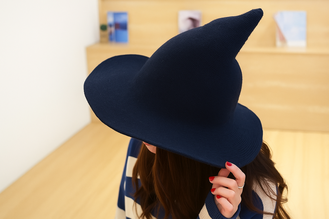 Halloween Personality Wizard Steeple Great Brim Wool Cap (Light Grey)