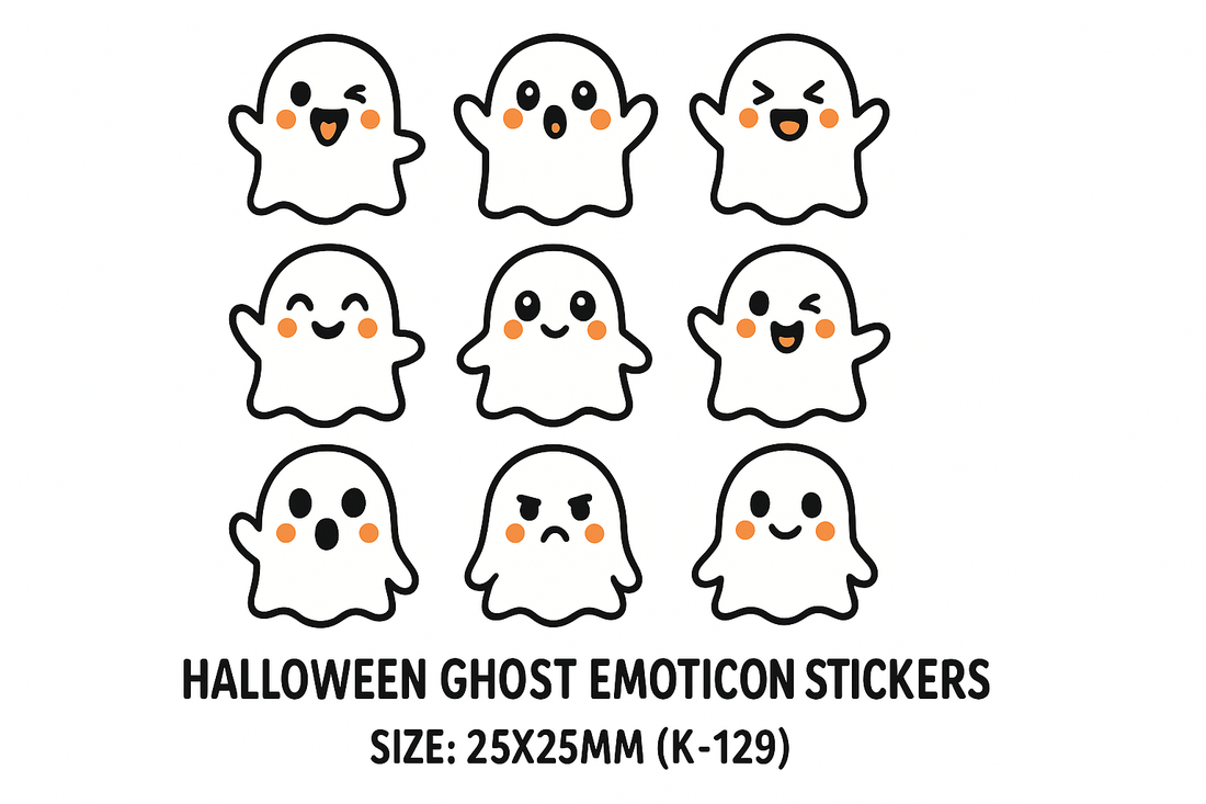 Halloween Ghost Emoticon Stickers (K-129) – Adorable, Spooky, and Perfect for Kids’ Gifts, Food Sealing, and Halloween Decorations!