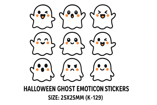 Halloween Ghost Emoticon Stickers (K-129) – Adorable, Spooky, and Perfect for Kids’ Gifts, Food Sealing, and Halloween Decorations!