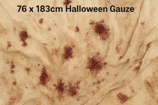 76 x 183cm Halloween Gauze Roving Polyester Cotton Haunted House DIY Decorative Gauze (Beige Blood Stains) – The Ultimate Fabric for Eerie and Spine-Chilling Décor
