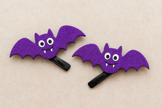 Enchanting Halloween Elegance: A Glimpse of the Lovely Irresistible and Creepy Delight of the 1pair Purple Bat Hairpin Children Costume Headdress