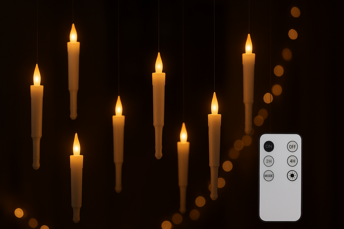 Enchanting Glow: 12pcs/Set LED Floating Candles Lights with Remote Control – Pattern Magic Wand (Warm White Flash) for Magical Christmas and Halloween Décor