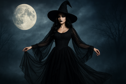 Enchanting Shadows: Cosplay Costume Black Gauze Witch Temperament Night Ghost Game Costume (Black, Size: XXXL)