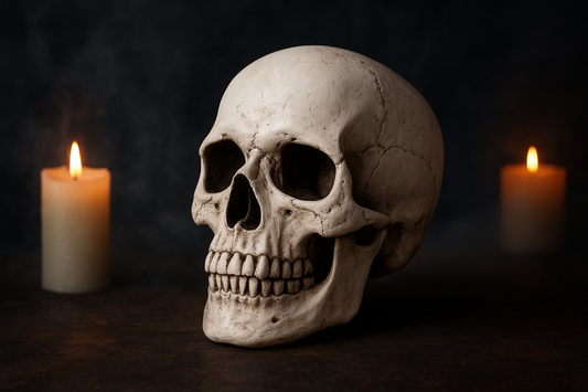 The Essence of Horror: Skull Head Hallowmas Prop Gadget Display (White, 19x13x14cm)