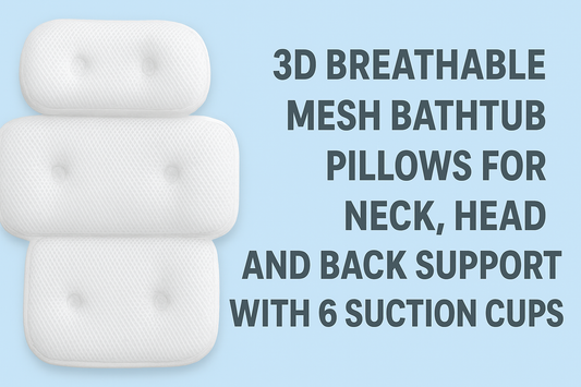 3D Breathable Mesh Bathtub Pillow with 6 Suction Cups – Ultimate Neck, Head & Back Support for Spa-Like Comfort at Home