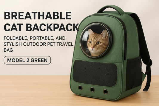 Breathable Cat Backpack (Model 2 Green): Foldable, Portable, and Stylish Outdoor Pet Travel Bag
