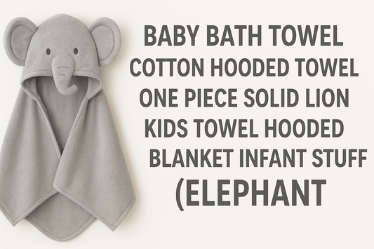 Baby Bath Towel Cotton Hooded Towel One Piece Solid Lion Kids Towel Hooded Blanket Infant Stuff (Elephant)