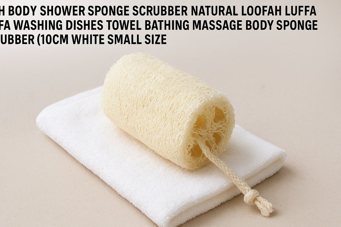 Bath Body Shower Sponge Scrubber – Natural Loofah (10cm White Small Size) for Exfoliation, Massage, and Eco-Friendly Cleaning