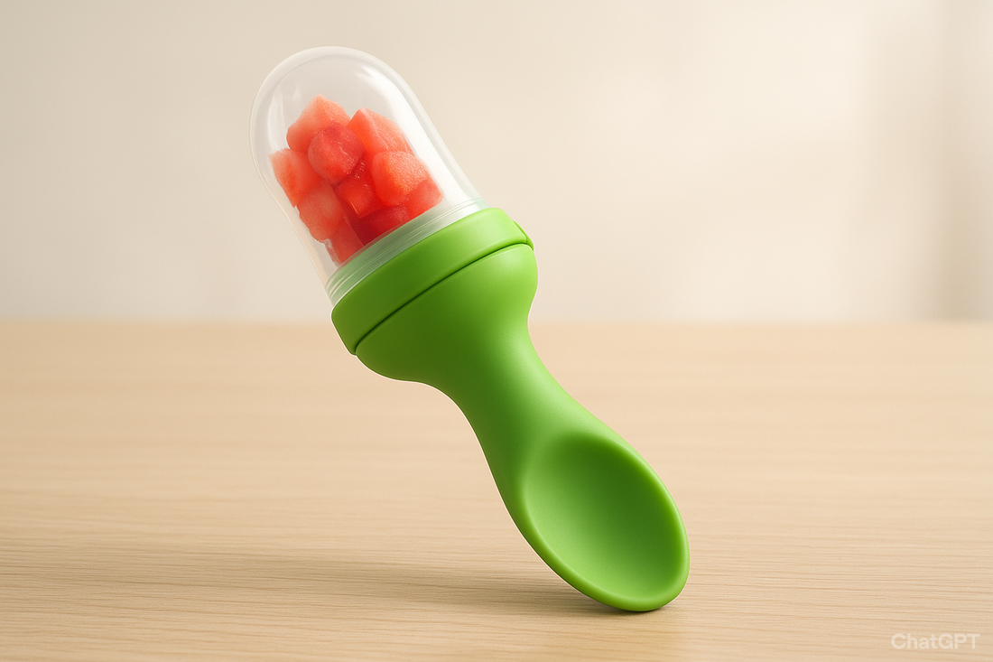 Worry-Free Parents raising with the Portable Dual-purpose Baby Food Feeding Spoon Fruit Vegetable Silicone Feeding Pacifier Bottle: Green
