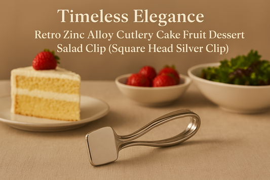 Timeless Elegance: Retro Zinc Alloy Cutlery Cake Fruit Dessert Salad Clip (Square Head Silver Clip)