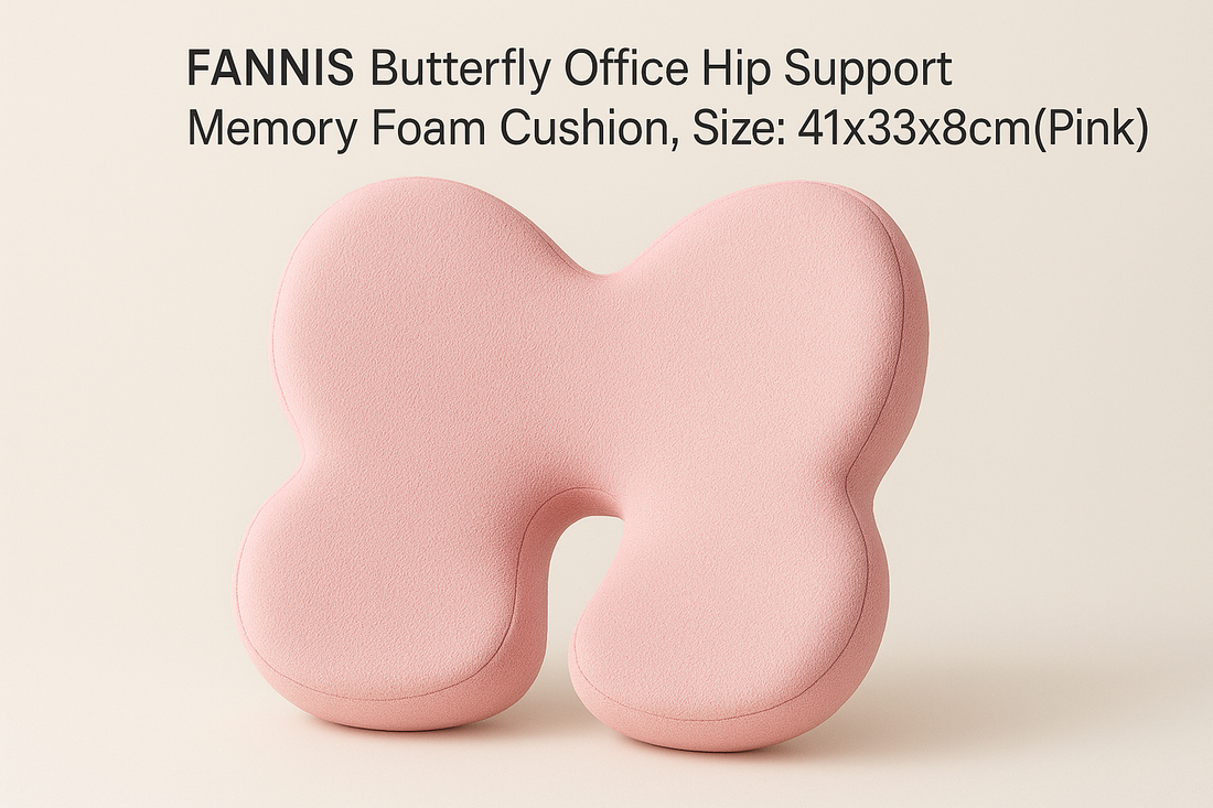 FANNIS Butterfly Office Hip Support Memory Foam Cushion: Ergonomic Comfort with Style in Pink
