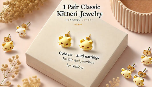 Charming Elegance: Cute Yellow Cat Stud Earrings for Girls