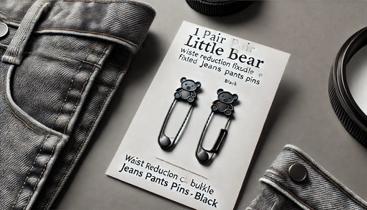 1 Pair Little Bear Clothing Waist Reduction Fixed Buckle Jeans Pants Pins (Black)