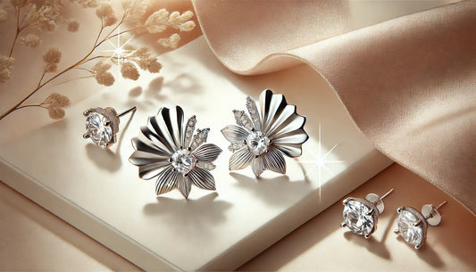 Embrace Elegance: The Allure of Asymmetric Diamond-Shape Silver Flower Earrings