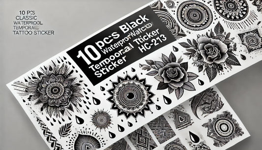Express Yourself with the 10 PCS Classic Black Waterproof Temporary Tattoo Sticker (HC-213)