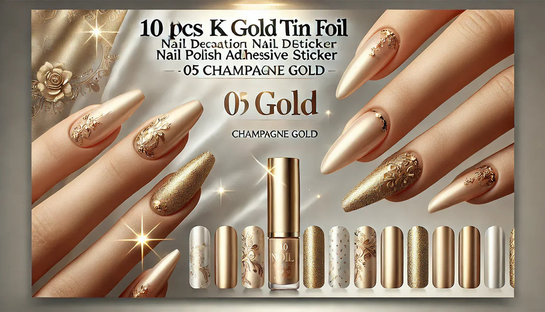 Luxury at Your Fingertips: Elevate Your Nail Game with 10 PCS K Gold Tin Foil Stickers