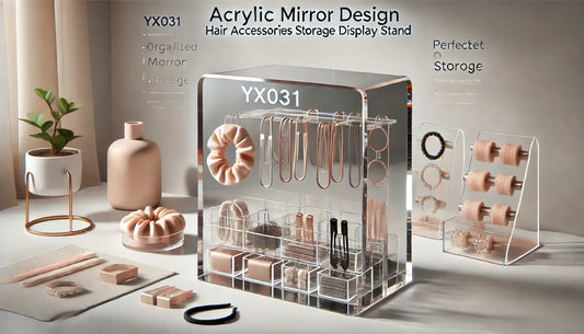 Stylish & Functional: The YX031 Acrylic Mirror-Shaped Hair Accessories Storage Display Stand