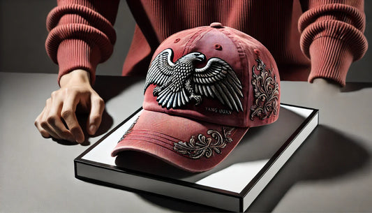 Style Meets Function: The YANG GUAN Eagle Embroidered Baseball Cap in Crimson