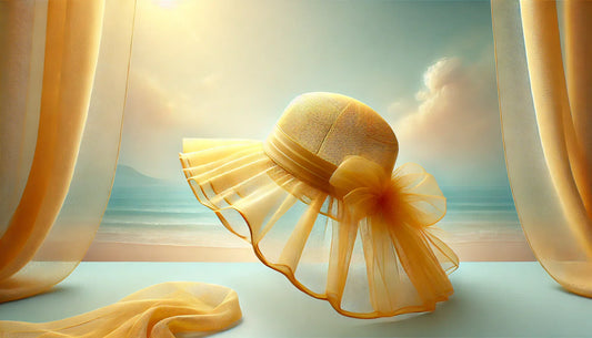 Stylish Sun Protection: The Elegance of the Women’s Wide-Brim Organza Hat in Yellow
