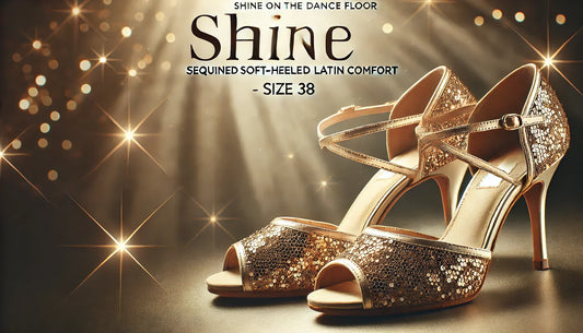 Dazzle with Every Step: Women’s Sequined Soft-Heeled Latin Heels in Gold