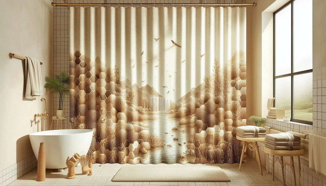 Elegant Protection: Thickening Waterproof Honeycomb Texture Polyester Shower Curtain in Beige