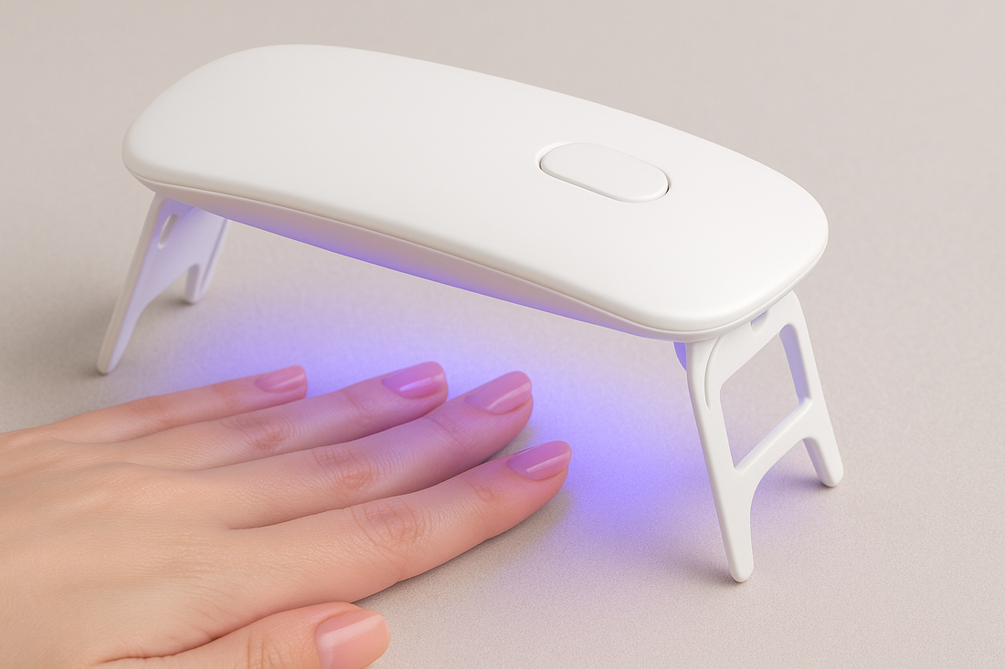 Glow On the Go: The Ultimate Mini UV Nail Lamp With Stand and Silicone Stamper Nail Dryer (White)
