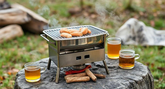 Master the Art of Outdoor Cooking with the Style B Charcoal Grill & Tea Stove