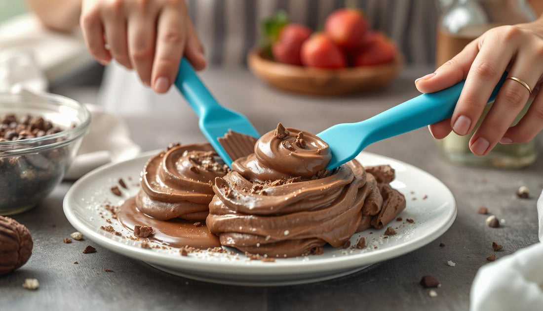 Blue Precision: The Ultimate 2pcs Large Silicone Scraper Set for Chocolate, Cream, and More