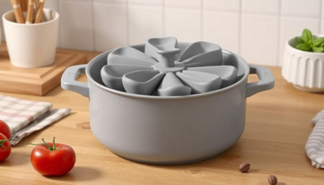 Spill-Free Cooking Made Stylish: The 23cm Silicone Flower Rotatable Pot Lid Revolution