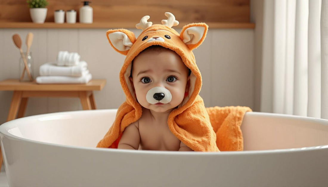 Baby Animal Shape Hooded Cape Bath Towel (Orange Deer) – Softness, Style, and Playful Comfort for Little Ones